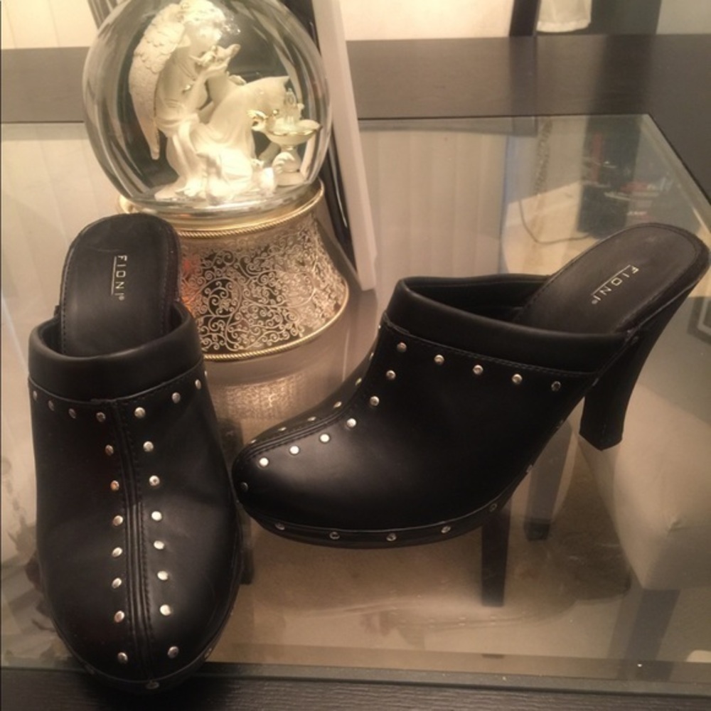 Black Stud Platform Clogs